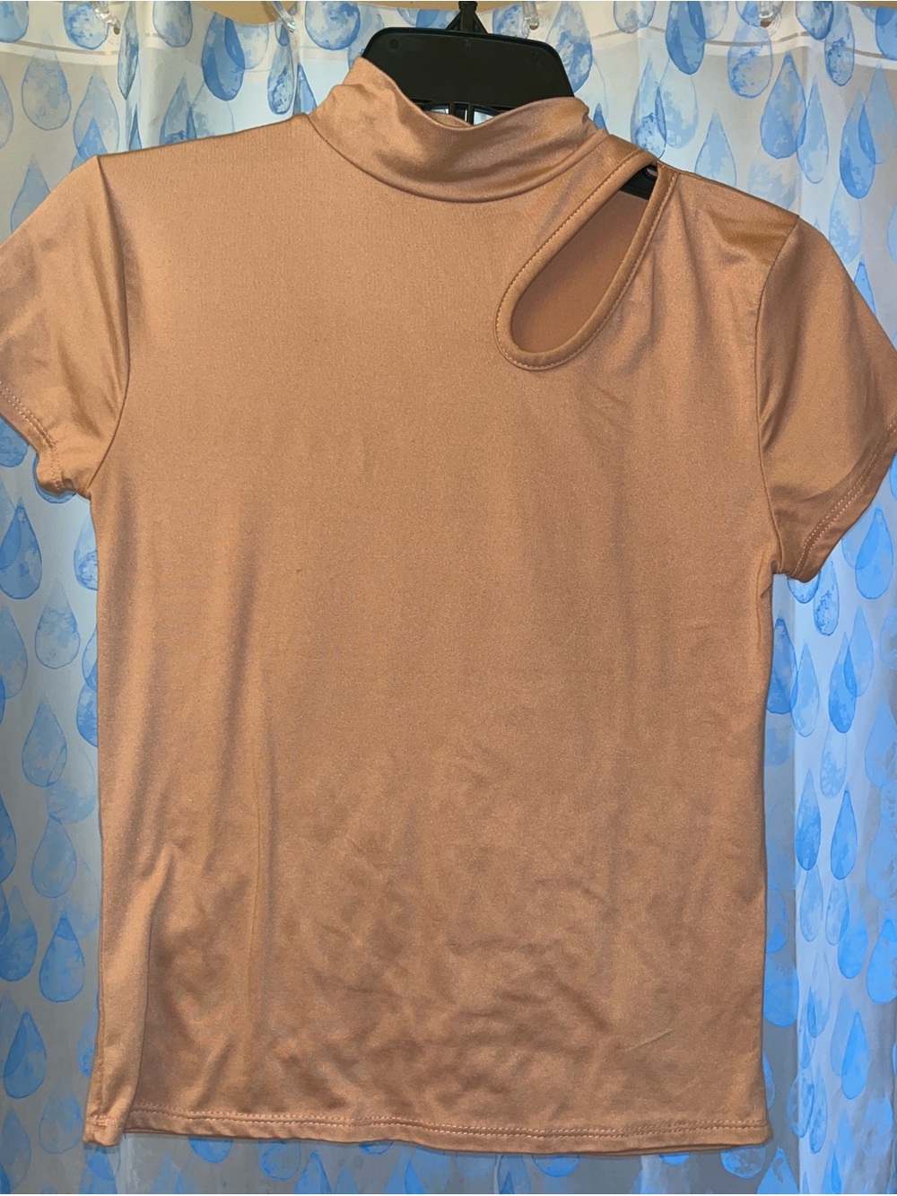 Mock Neck Cutout Short Sleeve Top - Mauve